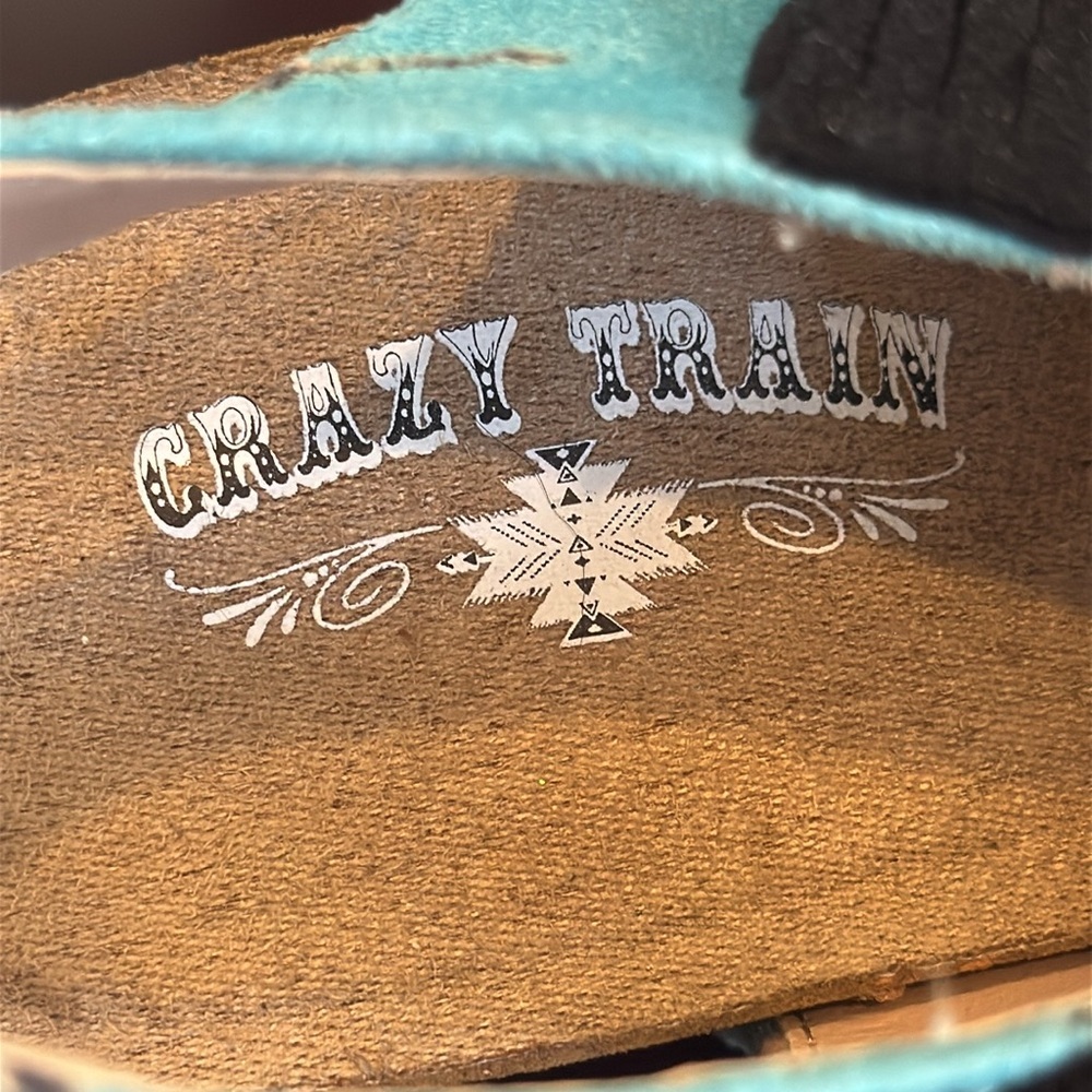 Crazy Train Turquoise stone fringe wedge platform faux suede sandals 9 - Picture 10 of 14